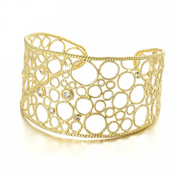 Wire Inlay Gold Bracelet w/ CZ Wire Inlay Gold Bracelet w/ CZ