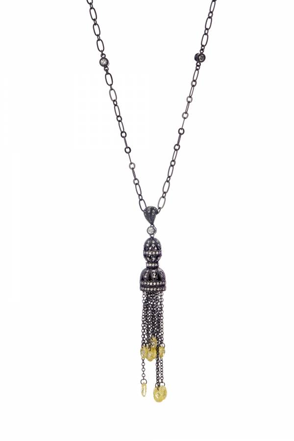 36cm BRP Necklace w/ clear & yellow CZ beads 36cm BRP Necklace w/ clear & yellow CZ beads