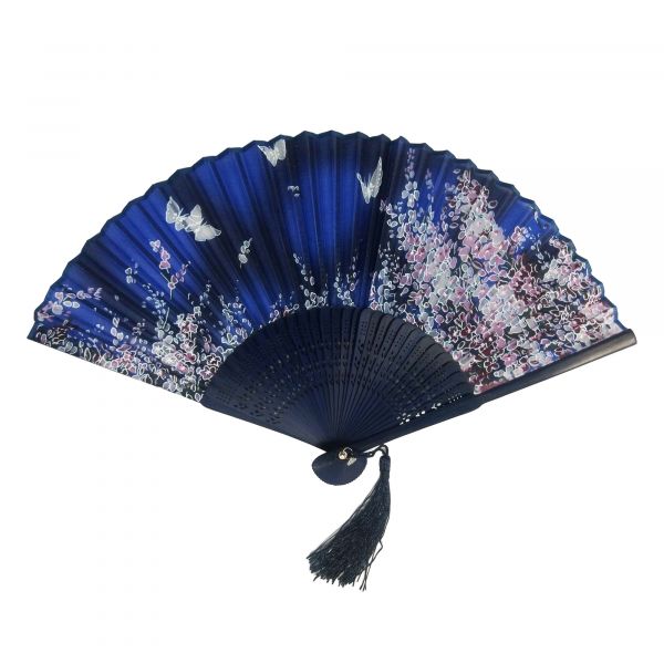 深藍蝴蝶扇子 