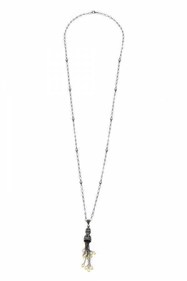 36cm BRP Necklace w/ clear & yellow CZ beads 36cm BRP Necklace w/ clear & yellow CZ beads