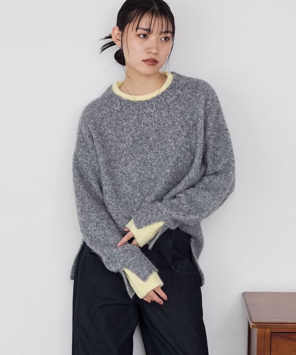 日本 forksy. 假兩件撞色長版針織上衣 5色可選 Kueindyis,KNS日本選物,forksy,復古,上衣,日本代購