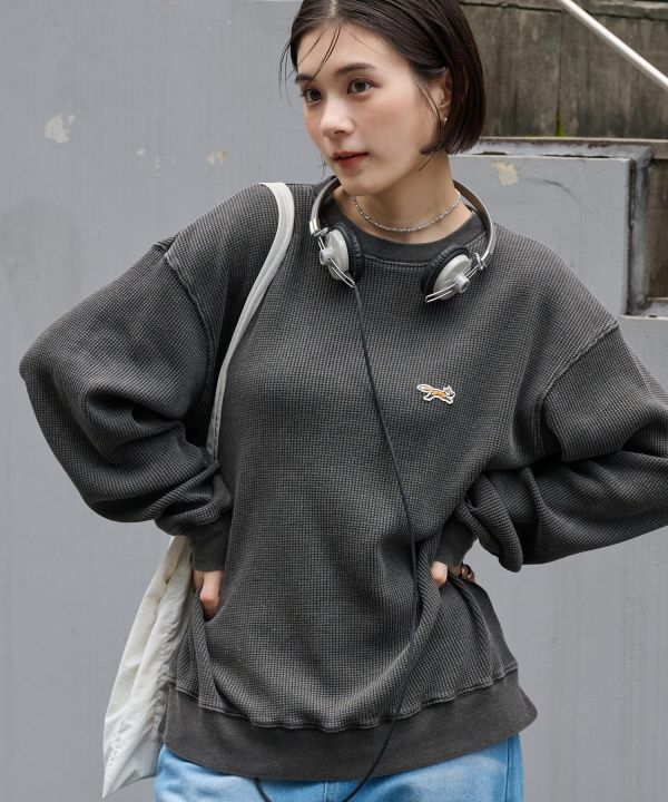 日本 PENNEYS 小狐狸復古刷舊華夫格衛衣 4色 Kueindyis,KNS日本選物,Converse,復古,上衣,日本代購,mono-mart,penneys