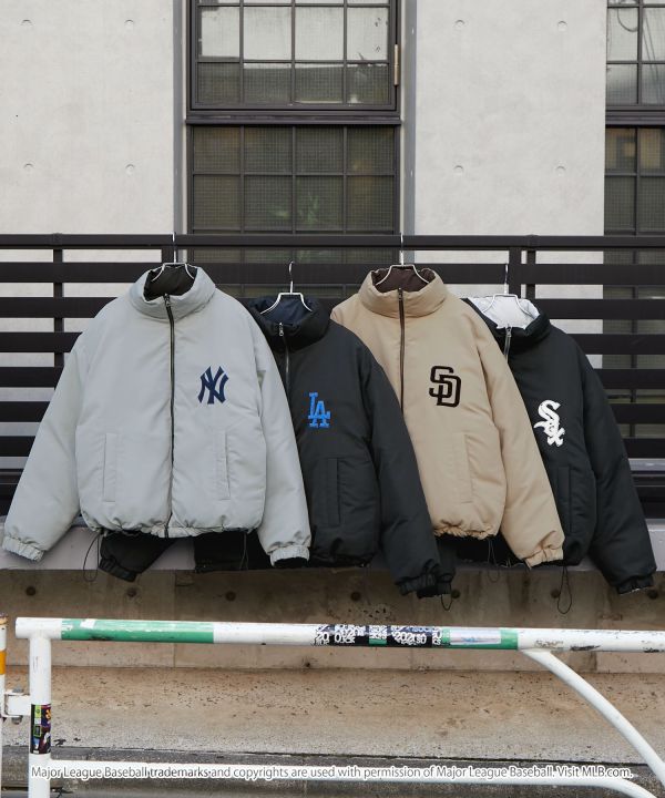 日本限定 MLB 雙面穿立領厚夾克 道奇/洋基/教士 Kueindyis,KNS日本選物,MLB,道奇,洋基,道奇,教士,帽踢