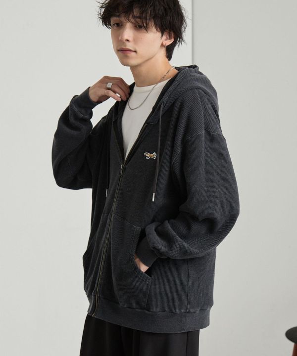 日本 PENNEYS 小狐狸復古刷舊華夫格連帽外套 4色 Kueindyis,KNS日本選物,Converse,復古,上衣,日本代購,mono-mart,penneys