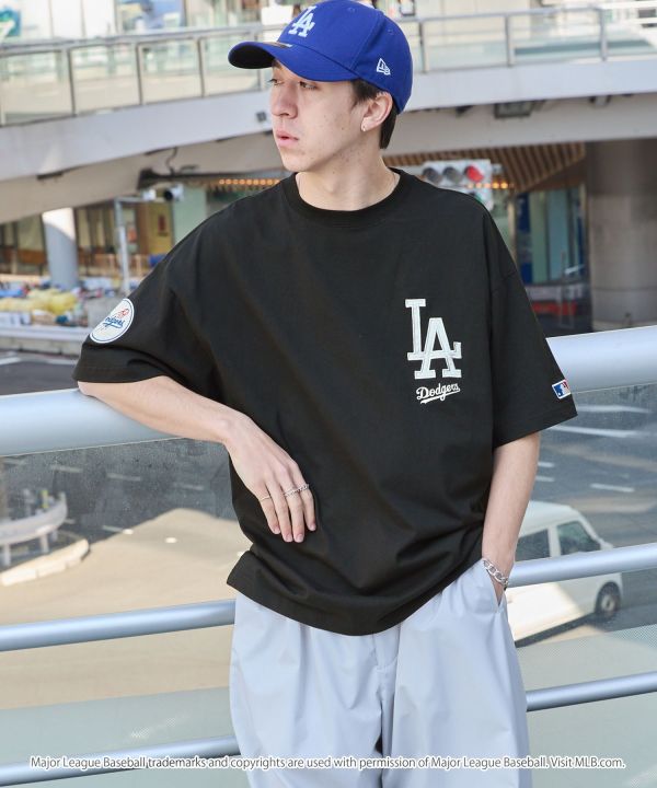 日本MLB 緞面刺繡寬鬆純棉短T 道奇/洋基/教士 Kueindyis,KNS日本選物,MLB,道奇,洋基,道奇,教士,帽踢