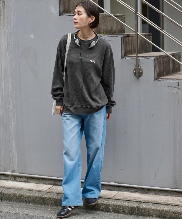 日本 PENNEYS 小狐狸復古刷舊華夫格衛衣 4色 Kueindyis,KNS日本選物,Converse,復古,上衣,日本代購,mono-mart,penneys