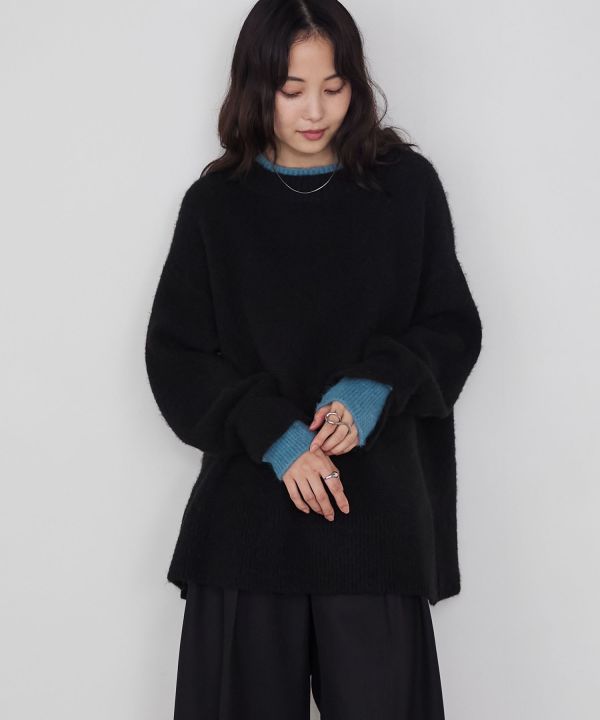 日本 forksy. 假兩件撞色長版針織上衣 5色可選 Kueindyis,KNS日本選物,forksy,復古,上衣,日本代購