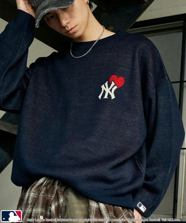 日本MLB 愛心隊徽針織圓領毛衣 道奇/洋基/教士 Kueindyis,KNS日本選物,MLB,道奇,洋基,道奇,教士,帽踢,日本MLB