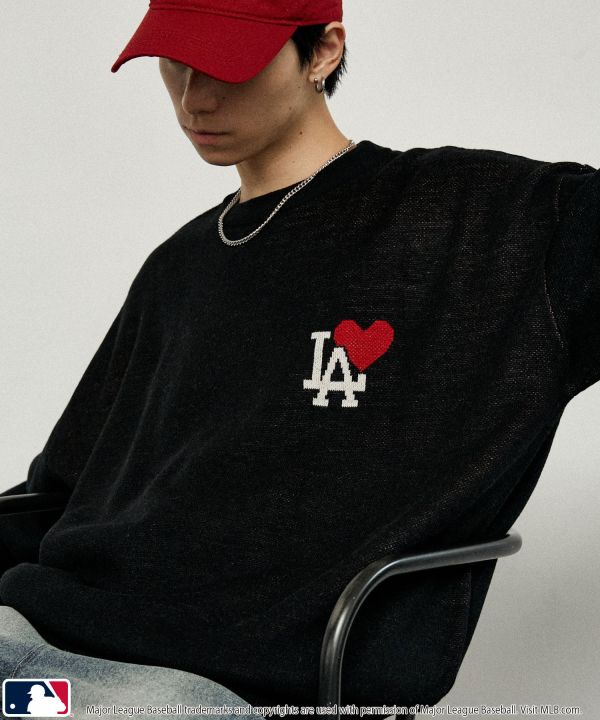 日本MLB 愛心隊徽針織圓領毛衣 道奇/洋基/教士 Kueindyis,KNS日本選物,MLB,道奇,洋基,道奇,教士,帽踢,日本MLB