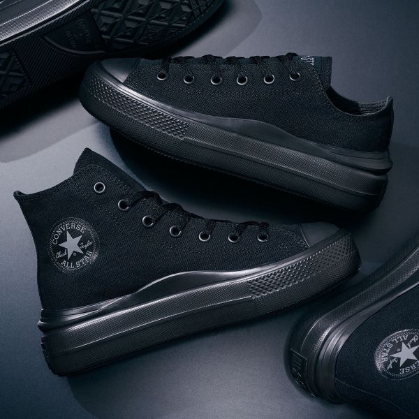 Converse All Star Light 輕量波浪厚底帆布鞋 全黑 高筒/低筒 Kueindyis,KNS日本選物,Converse Japan,Converse,Converse All Star Light PLTS HI,Converse All Star Light PLTS II OX