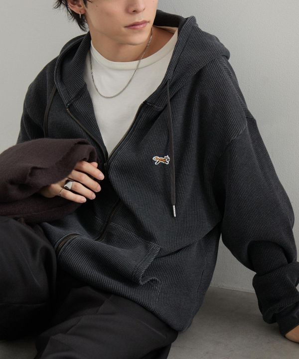 日本 PENNEYS 小狐狸復古刷舊華夫格連帽外套 4色 Kueindyis,KNS日本選物,Converse,復古,上衣,日本代購,mono-mart,penneys