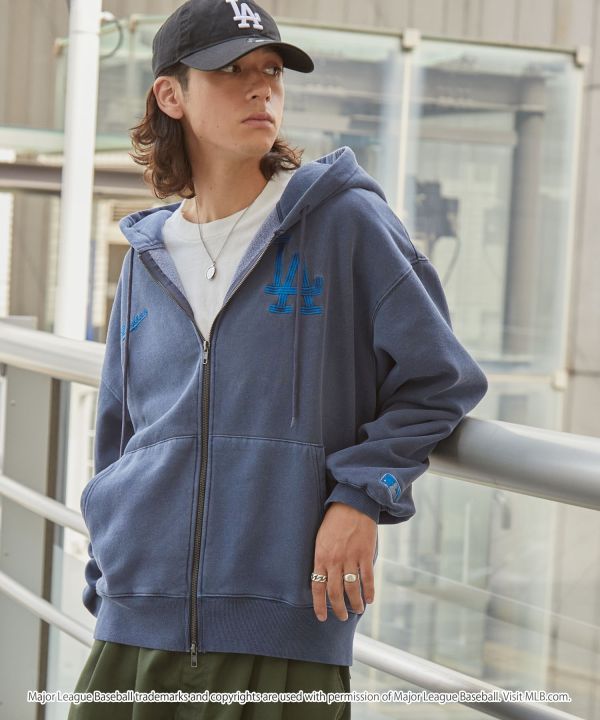 日本限定 MLB 美式復古刷舊連帽夾克 道奇/洋基/教士 Kueindyis,KNS日本選物,MLB,道奇,洋基,道奇,教士,帽踢