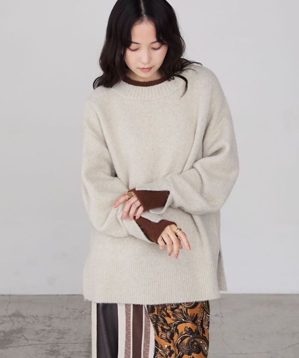 日本 forksy. 假兩件撞色長版針織上衣 5色可選 Kueindyis,KNS日本選物,forksy,復古,上衣,日本代購