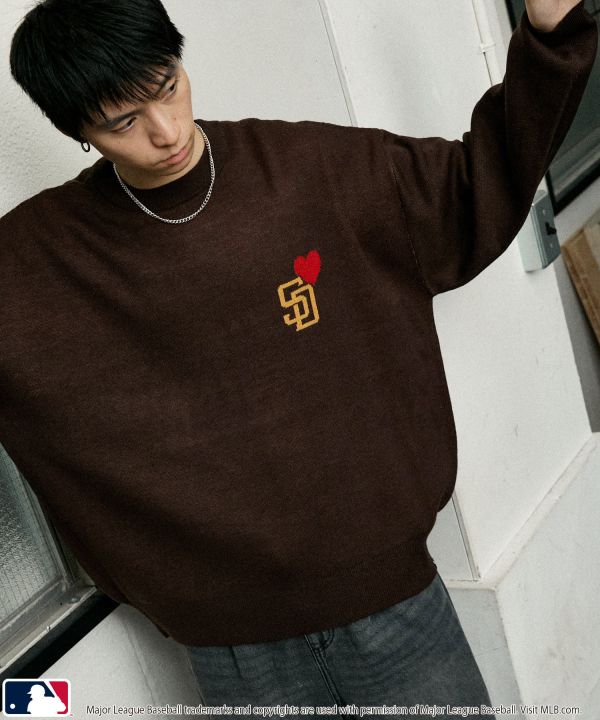 日本MLB 愛心隊徽針織圓領毛衣 道奇/洋基/教士 Kueindyis,KNS日本選物,MLB,道奇,洋基,道奇,教士,帽踢,日本MLB