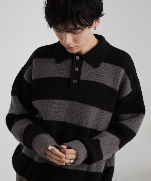 日本MONO-MART 寬鬆條紋亨利領針織衫 3色可選 Kueindyis,KNS日本選物,mono-mart,中綿外套,防潑水,日本限定