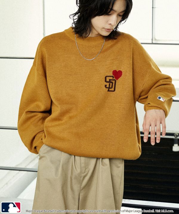 日本MLB 愛心隊徽針織圓領毛衣 道奇/洋基/教士 Kueindyis,KNS日本選物,MLB,道奇,洋基,道奇,教士,帽踢,日本MLB