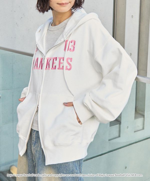 日本限定 MLB 美式寬鬆雙拉鏈連帽外套 道奇/洋基/教士 Kueindyis,KNS日本選物,MLB,道奇,洋基,道奇,教士,帽踢