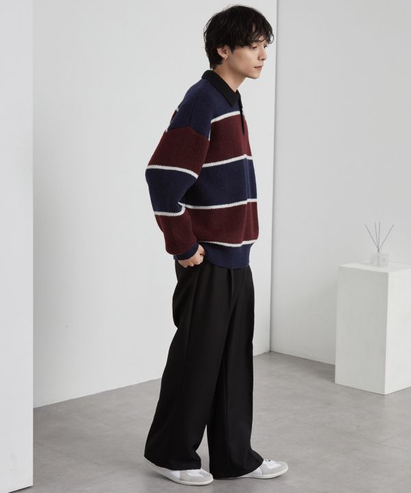 日本MONO-MART 寬鬆條紋亨利領針織衫 3色可選 Kueindyis,KNS日本選物,mono-mart,中綿外套,防潑水,日本限定