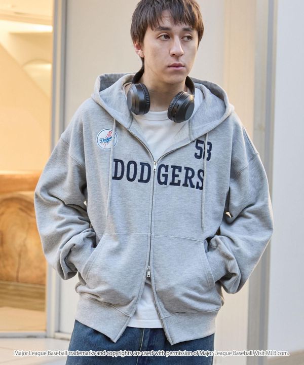 日本限定 MLB 美式寬鬆雙拉鏈連帽外套 道奇/洋基/教士 Kueindyis,KNS日本選物,MLB,道奇,洋基,道奇,教士,帽踢
