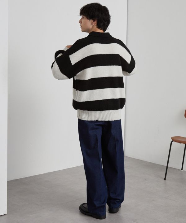 日本MONO-MART 寬鬆條紋亨利領針織衫 3色可選 Kueindyis,KNS日本選物,mono-mart,中綿外套,防潑水,日本限定