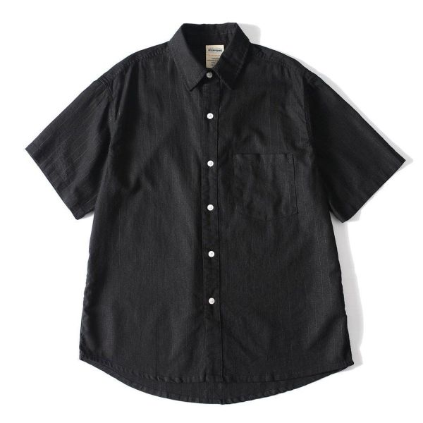 【預購】老錢風條紋棉麻短袖襯衫 短袖襯衫,休閒襯衫,春夏襯衫,條紋襯衫