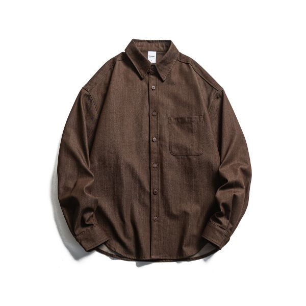 【預購】特選混紡丹寧風長袖襯衫 長袖襯衫,四季襯衫.春季襯衫,丹寧襯衫