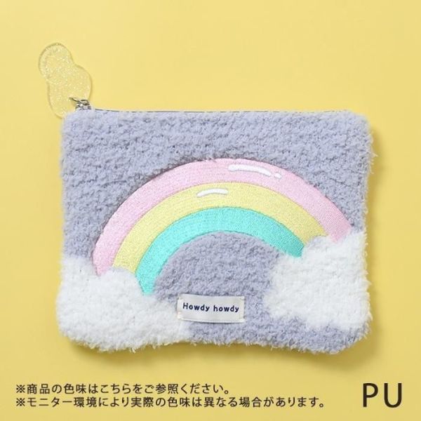 flowering 刺繡毛絨扁平收納包 