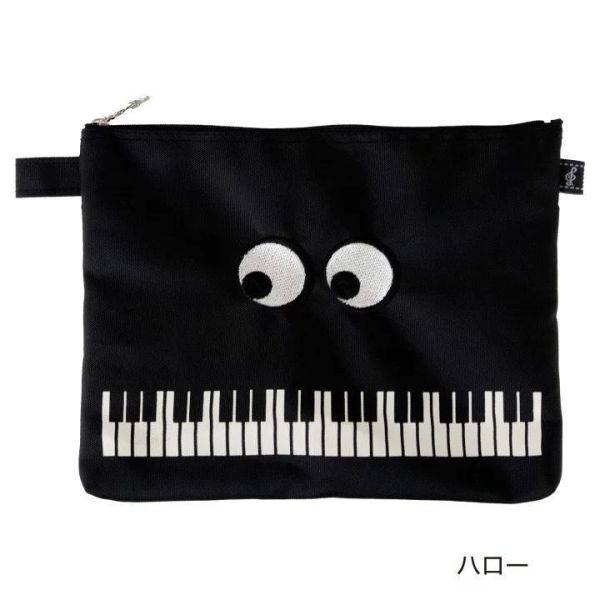 眼睛刺繡鋼琴扁平收納包(黑) 