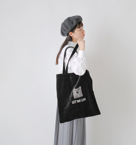 Ange in Disguise北極熊刺繡絨布肩背袋 