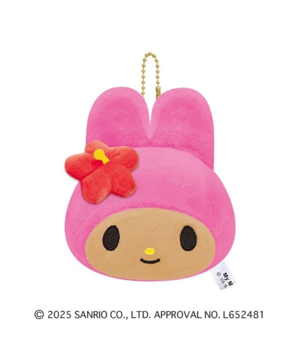 Sanrio 庫洛米/美樂蒂曬黑大臉毛絨隨身鏡吊飾 