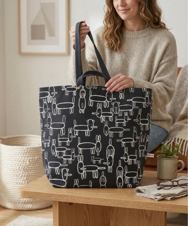 mina perhonen皆川明 滿版氣球狗帆布袋 