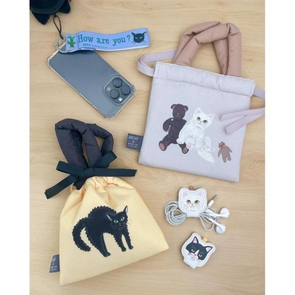 Greeting Life袖山香穗子貓咪皮革集線器兩入 