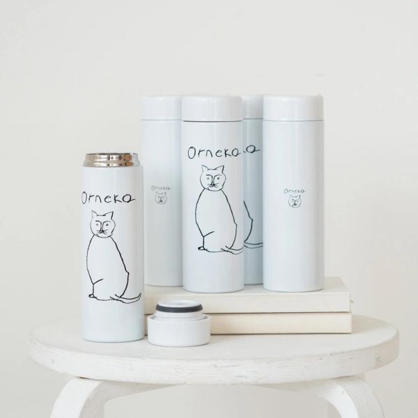 Orneko 貓咪不鏽鋼保溫瓶280ml(白) 
