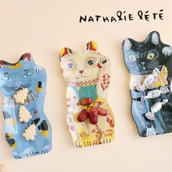 Nathalie Lete 幸運貓造型玻璃盤 