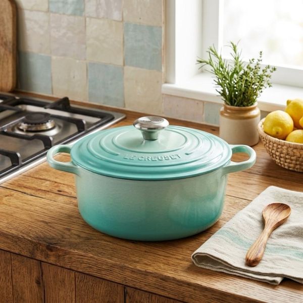 Le Creuset 薄荷綠鑄鐵鍋(22cm) 