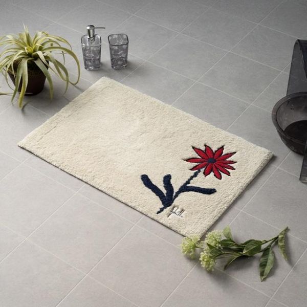 Sybilla 花朵刺繡毛絨止滑地墊 