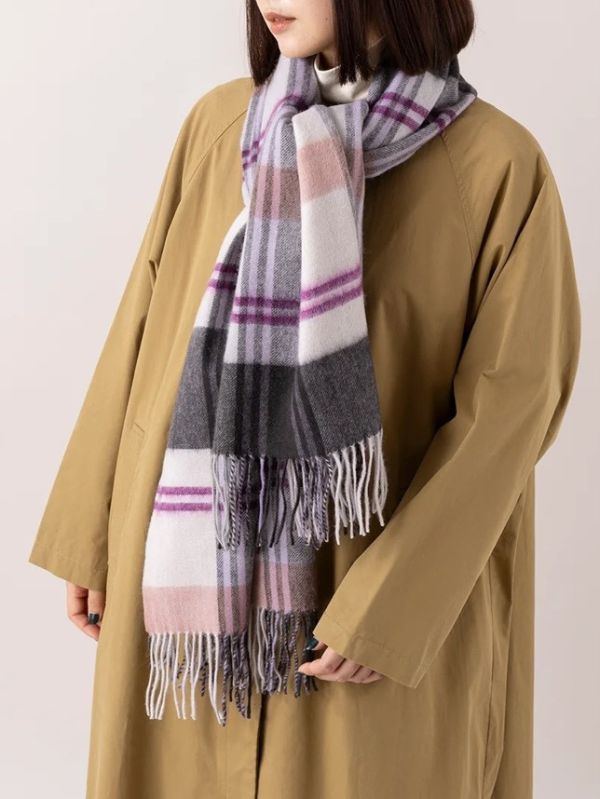 JOHN HANLY 經典格紋羊毛圍巾 