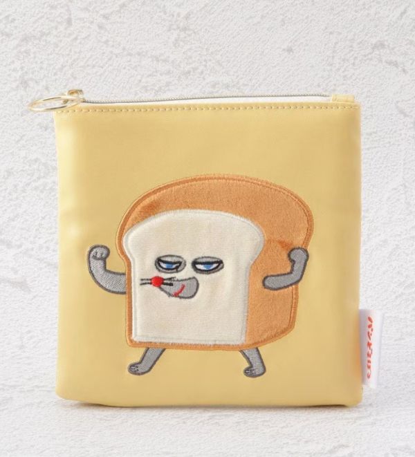 Kadokawa 麵包小偷毛絨刺繡皮革收納包 