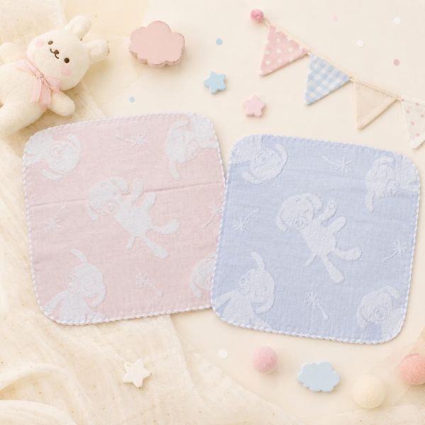 Kontex 今治純棉小狗刺繡花邊毛巾 