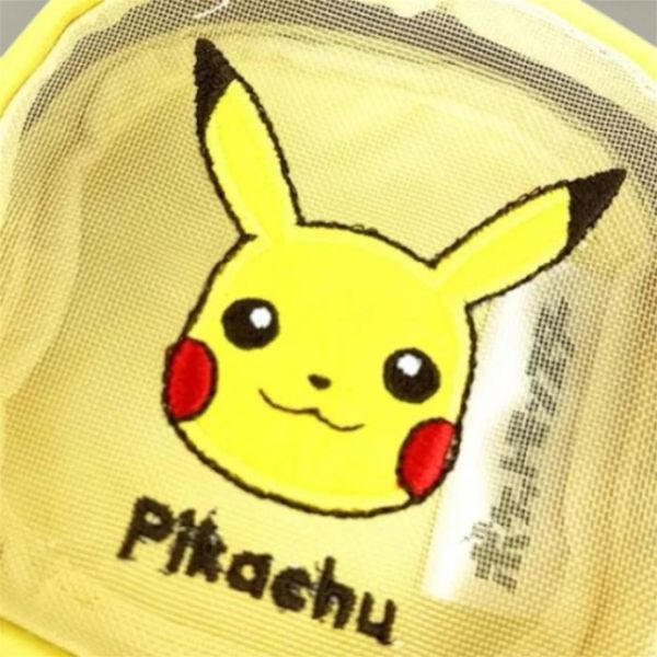 Pokemon 刺繡皮卡丘透明網狀皮革收納包 