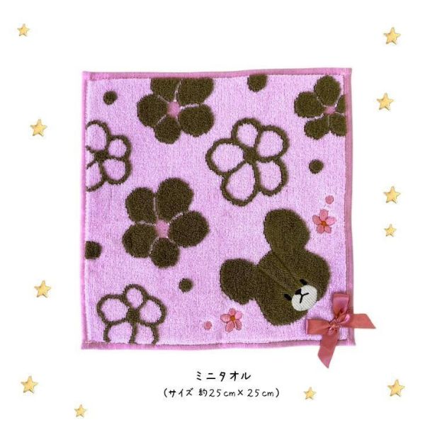 丸真 小熊學校花朵刺繡蝴蝶結手帕 