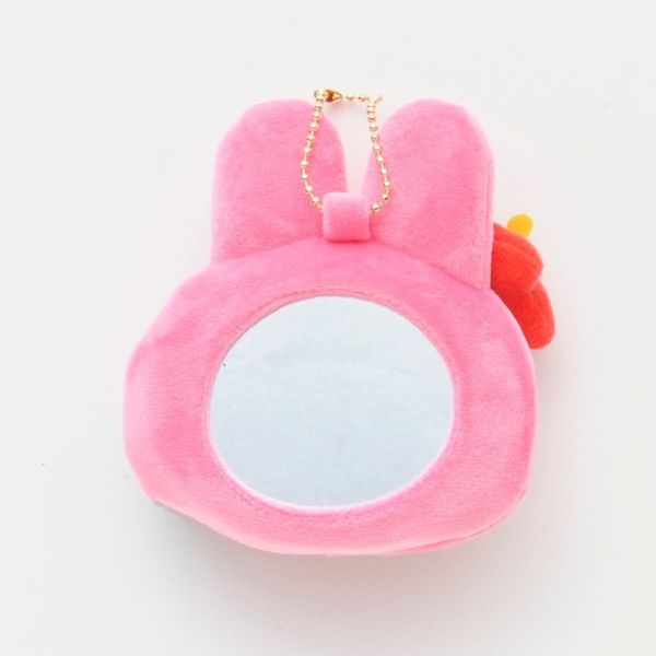 Sanrio 庫洛米/美樂蒂曬黑大臉毛絨隨身鏡吊飾 