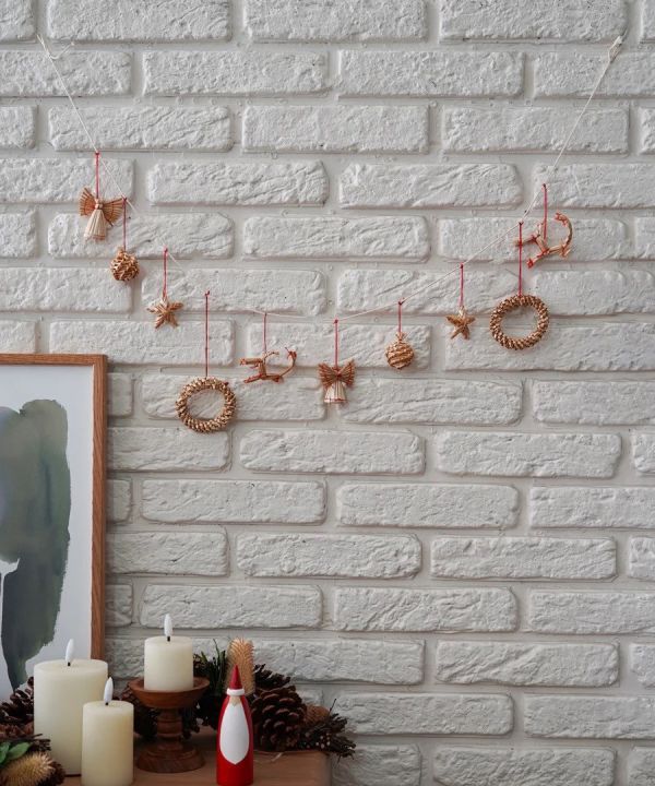 shesay 聖誕主題草編串掛飾 