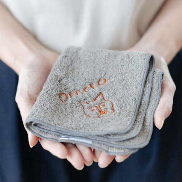 Mirt orneko 貓咪刺繡今治純棉手帕 