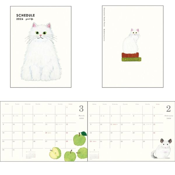 greeting 米津佑介雪納瑞/白貓手繪2026 A6日誌本 