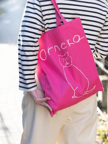 orneko 貓咪桃紅帆布袋 