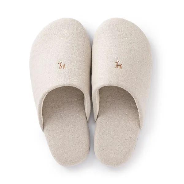 中川政七 小鹿刺繡綿麻室內拖鞋 