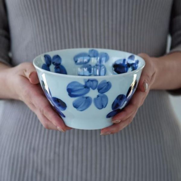 SENAN 波佐見燒藍花陶瓷圓碗 