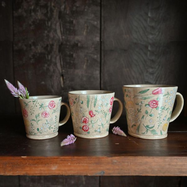 45R阿部慎太朗手工陶藝花卉馬克杯/圓盤 