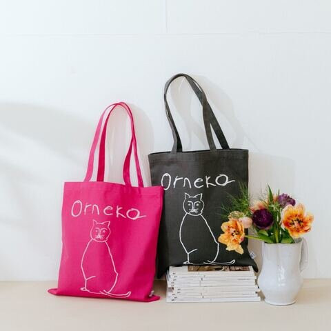 orneko 貓咪桃紅帆布袋 
